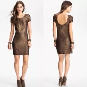 Free People Gold moonage Daydream Tunic Dress - Small